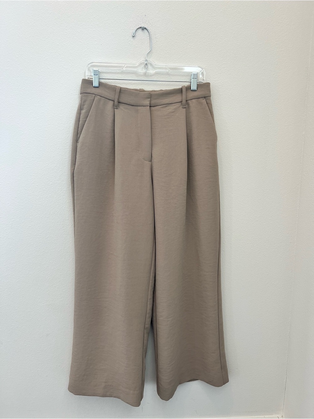 Abercrombie & Fitch Wide-Leg Pleated Pants - Taupe